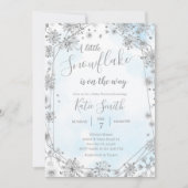 Invitation Flammes De Neige Argent Hiver Sur Le Chemin Baby s (Devant)