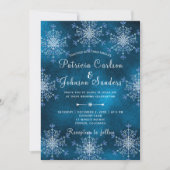 Invitation Flammes de neige argentée marine rustique bleu mar (Devant)