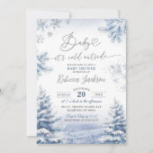 Invitation Flammes de neige argentées Baby shower d'arbre de  (Devant)