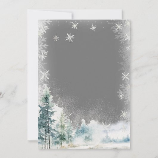 Invitation Flammes de neige blanches d'hiver Jingle et Mingle (Dos)