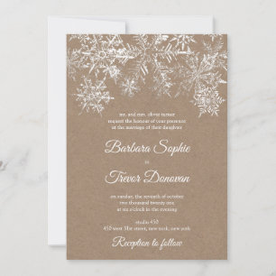 Invitation Flammes de neige blanches et kraft Noël Mariage d'