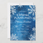 Invitation Flammes de neige blanches et Pyjamas de Noël bleu (Devant)