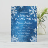 Invitation Flammes de neige blanches et Pyjamas de Noël bleu (Debout devant)