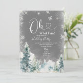 Invitation Flammes de neige blanches & Pine Trees Fête de Vac (Debout devant)