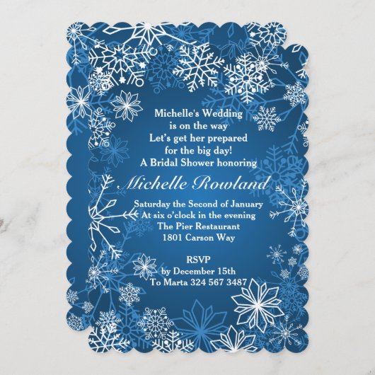 Invitation Flammes de neige blanches sur la Fête des mariées (Devant / Derrière)