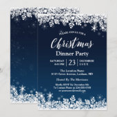 Invitation Flammes de neige bleues de minuit Fête de Noël bla (Devant / Derrière)