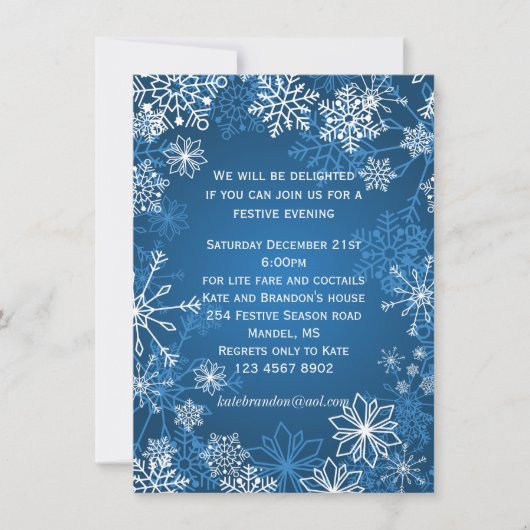 Invitation Flammes de neige bleues et blanches Fête de Noël (Devant)
