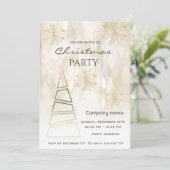 Invitation Flammes de neige Bokeh Gold fête de Noël d'entrepr (Debout devant)