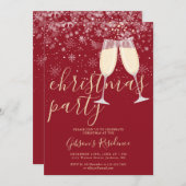 Invitation Flammes de neige Champagne Fête de Noël d'hiver (Devant / Derrière)