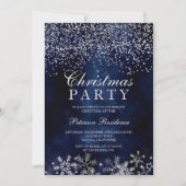 Invitation Flammes de neige confetti en argent bleu marine No (Devant)