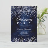 Invitation Flammes de neige confetti en argent bleu marine No (Debout devant)