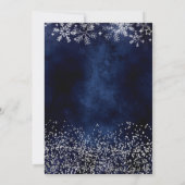 Invitation Flammes de neige confetti en argent bleu marine No (Dos)