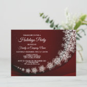 Invitation Flammes de neige Cristal de Noël Rouge Rustique (Debout devant)