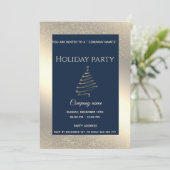 Invitation Flammes de neige de luxe or fête de Noël d'entrepr (Debout devant)