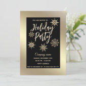 Invitation Flammes de neige de luxe or fête de Noël d'entrepr (Debout devant)