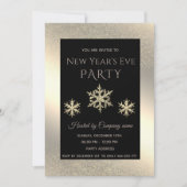 Invitation Flammes de neige de luxe or fête du Nouvel An (Devant)