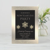 Invitation Flammes de neige de luxe or fête du Nouvel An (Debout devant)