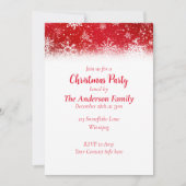 Invitation Flammes de neige de Noël Rouge (Devant)