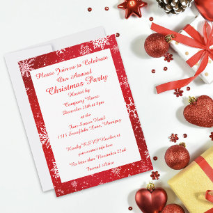Invitation Flammes de neige de Noël Rouge