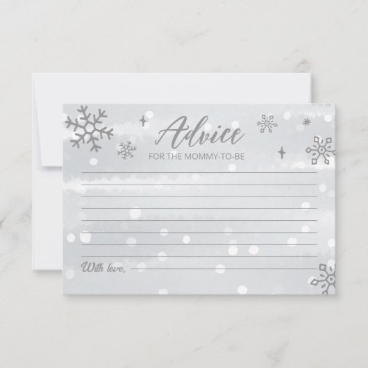 Invitation Flammes de neige d'hiver Baby Grey Douche Conseils (Devant)