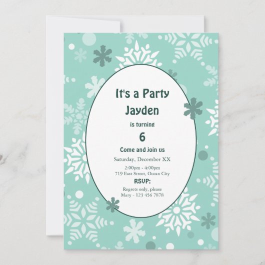 Invitation Flammes de neige d'hiver Fête de Noël (Devant)