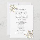 Invitation Flammes de neige d'or sur le mariage d'hiver blanc (Devant)