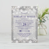 Invitation Flammes de neige en argent cristal - dîner de répé (Debout devant)