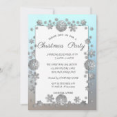 Invitation Flammes de neige en argent, Frame de Noël d'entrep (Devant)