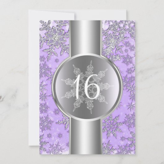 Invitation Flammes de neige en argent violet Winter Wonderlan (Dos)