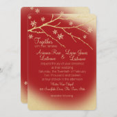 Invitation Flammes de neige en bois d'hiver Mariage rouge et  (Devant / Derrière)