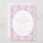 Invitation Flammes de neige en hiver Baby shower bleu rose (Devant)