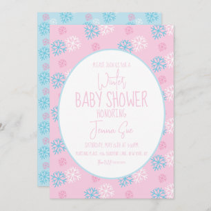 Invitation Flammes de neige en hiver Baby shower bleu rose