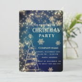 Invitation Flammes de neige en or étincelant Noël d'entrepris (Debout devant)