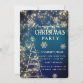 Invitation Flammes de neige en or étincelant Noël d'entrepris (Devant)