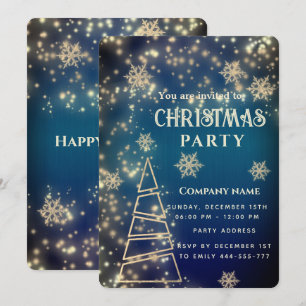 Invitation Flammes de neige en or étincelant Noël d'entrepris