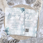 Invitation Flammes de neige florales d'hiver Code QR Mariage