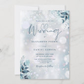 Invitation Flammes de neige florales d'hiver Code QR Mariage (Devant)