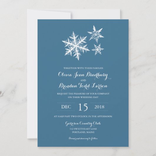 Invitation Flammes de neige gelées d'hiver | MARIAGE (Devant)