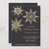 Invitation Flammes de neige Gold moderne fête de Noël d'entre (Devant / Derrière)