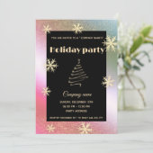 Invitation Flammes de neige holographique fête de Noël d'entr (Debout devant)