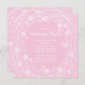 Invitation Flammes De Neige Modernes Fête De Fête Rose (Devant / Derrière)