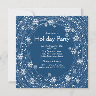 Invitation Flammes de neige modernes Flakes Fête bleue