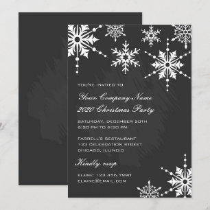 Invitation Flammes de neige noires et blanches Noël/Fête de N