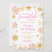 Invitation Flammes de neige rose et or fête d'anniversaire (Devant)