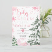 Invitation Flammes de neige roses de la forêt de Baby showers (Debout devant)