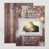 Invitation Flammes de neige rustiques Photo personnalisée Mar (Devant / Derrière)