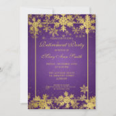Invitation Flammes de neige violette dorée de la fête de retr (Devant)