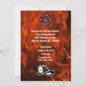 Invitation Flammes de pompier Flames Parti de retraite (Dos)