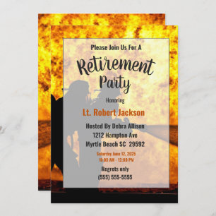 Invitation Flammes de pompiers / Flammes chef de la retraite