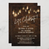 Invitation Flammes Edison en brique industrielle Célébrons (Devant / Derrière)